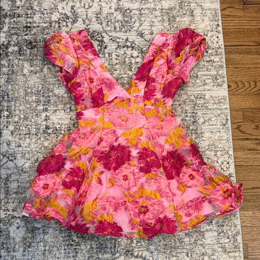 Showpo Floral Pink and Yellow Dress